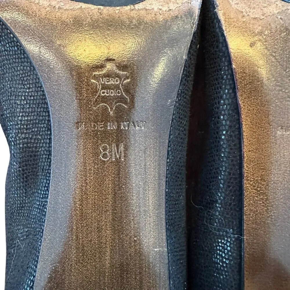 Donald J Pliner Seana Metallic Embossed Leather Kitten Heel Pumps Size 8 M